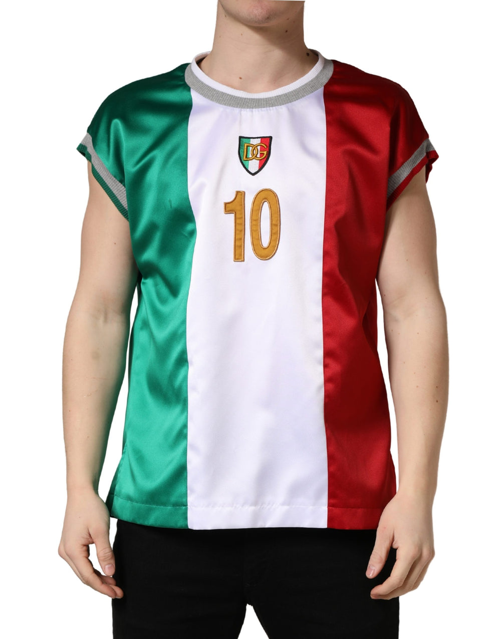 Multicolor Italia DG Logo Satin Tank T-shirt mens luxury fashion - Mens Edit