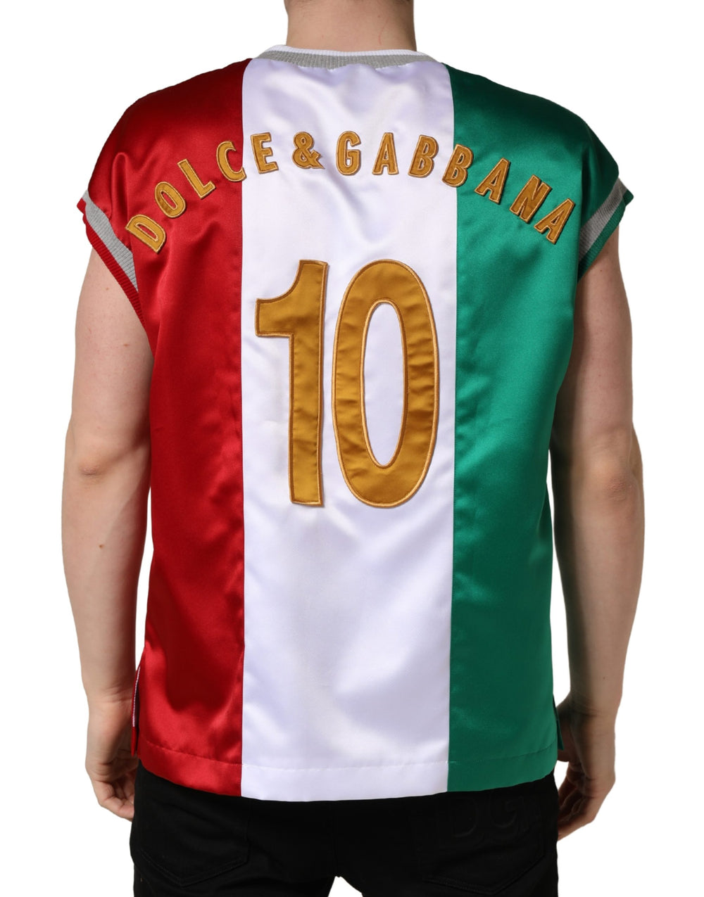 Dolce & Gabbana Multicolor Italia DG Satin Tank Top