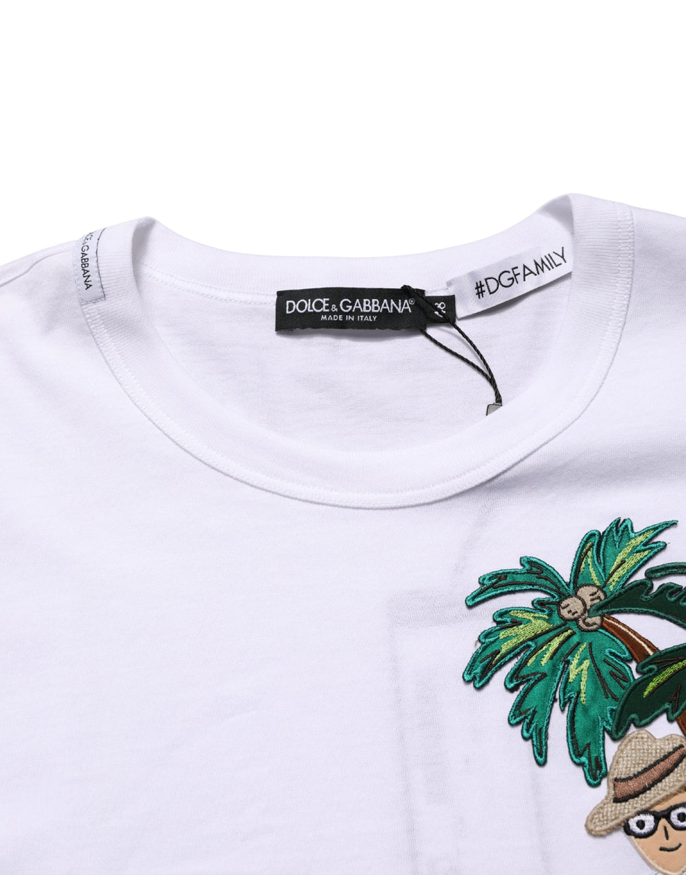 Dolce & Gabbana Palm Embroidered Cotton T-shirt in White
