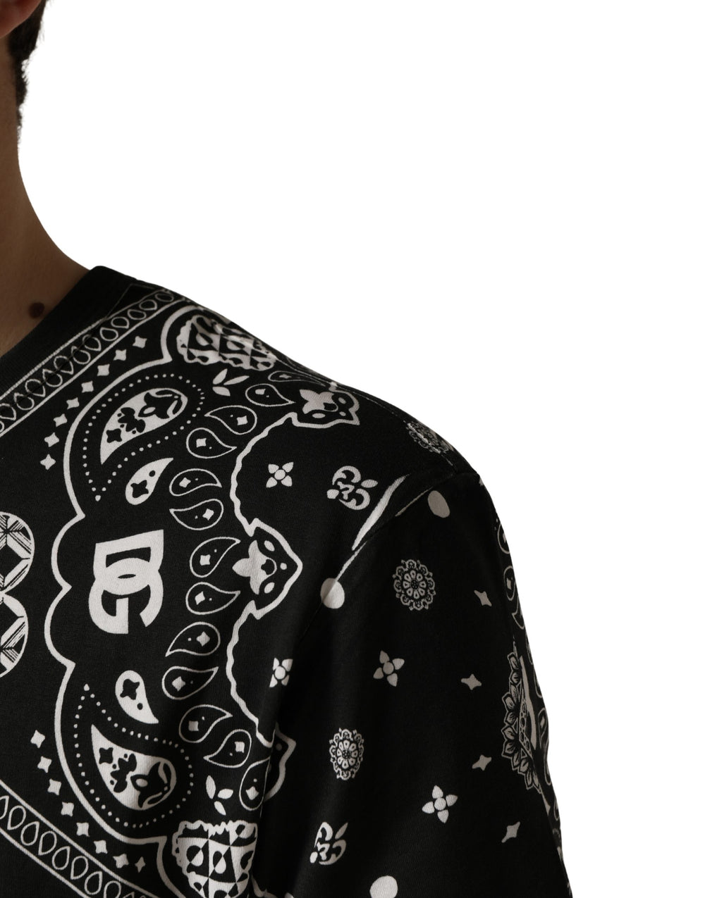 Dolce & Gabbana 100% Cotton Crew Neck T-shirt in Black and White