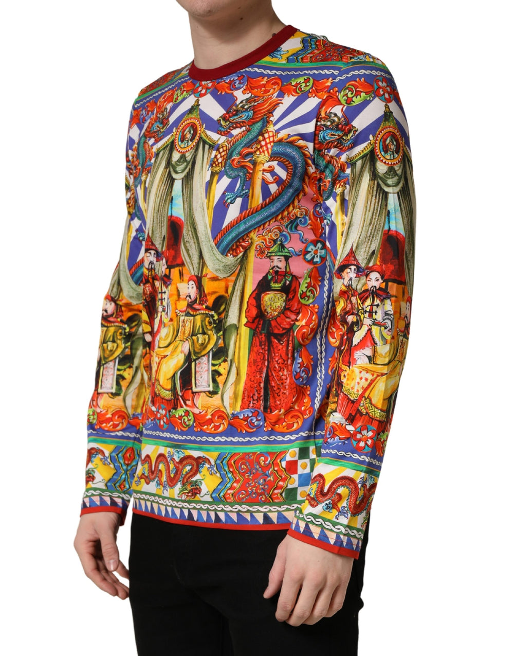 Dolce & Gabbana Cotton Long-Sleeve T-Shirt in Multicolor