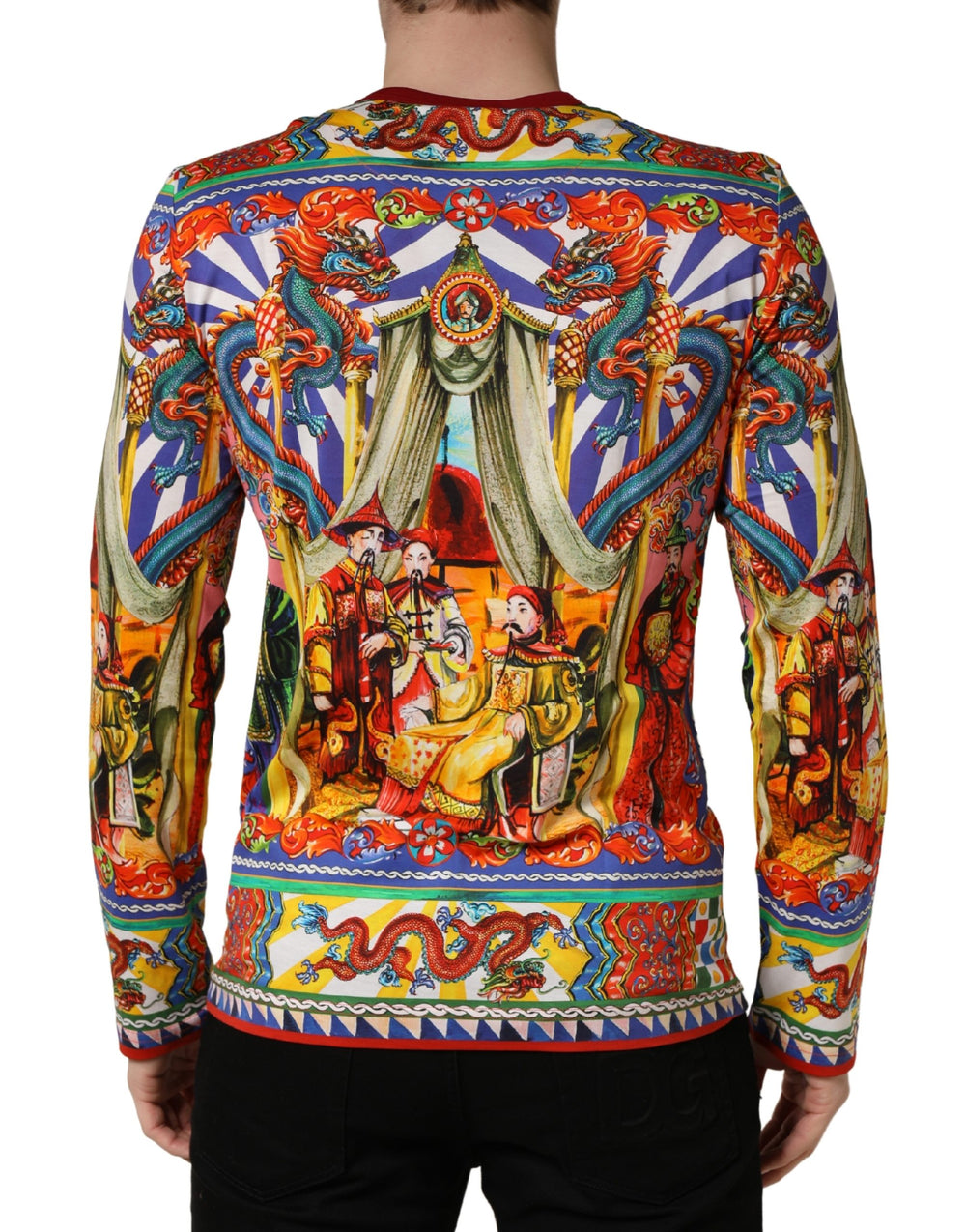 Dolce & Gabbana Cotton Long-Sleeve T-Shirt in Multicolor