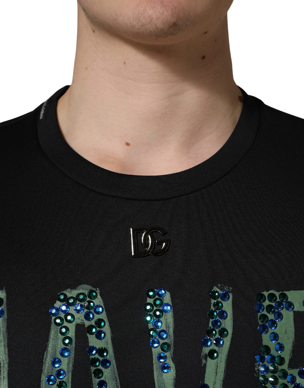 Dolce & Gabbana Have Fun Embellished Crew Neck T-shirt in Black