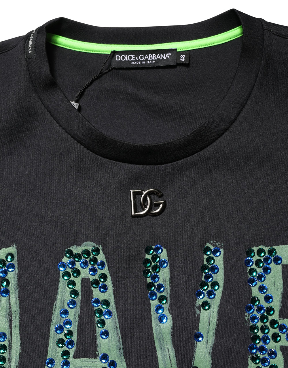 Dolce & Gabbana Have Fun Embellished Crew Neck T-shirt in Black