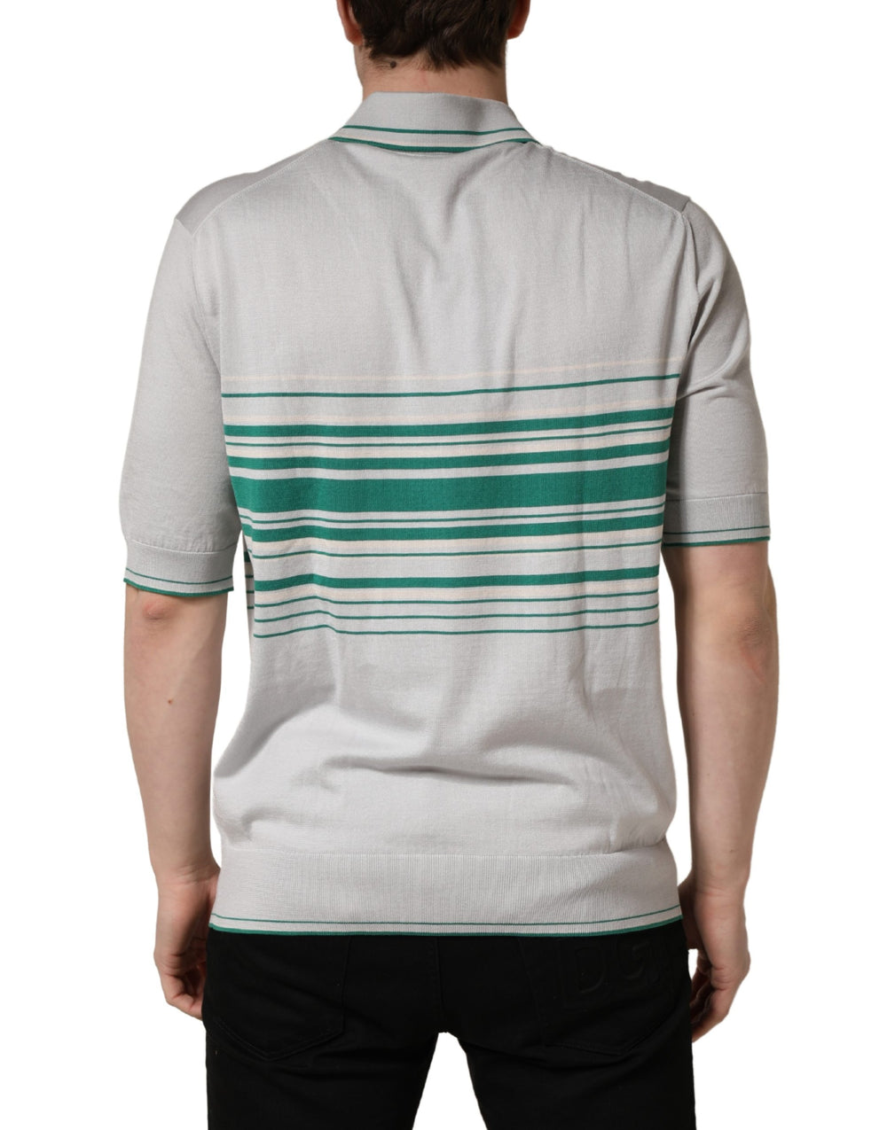 Dolce & Gabbana Silk Polo Shirt in Grey and Green