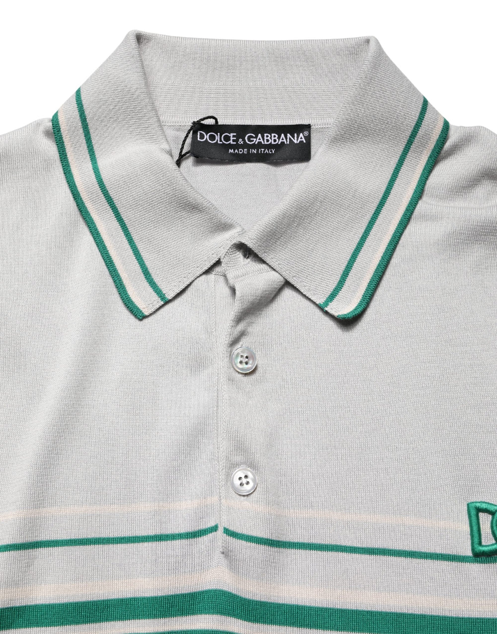 Dolce & Gabbana Silk Polo Shirt in Grey and Green