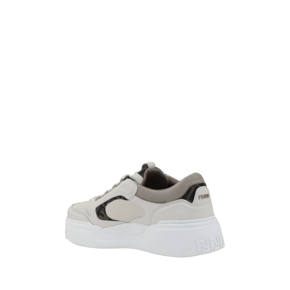 Fendi Calf Leather Low Top Sneakers in White