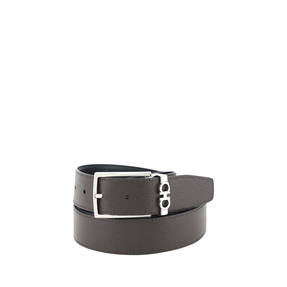 Ferragamo Reversible Full-Grain Calf Leather Belt in Black