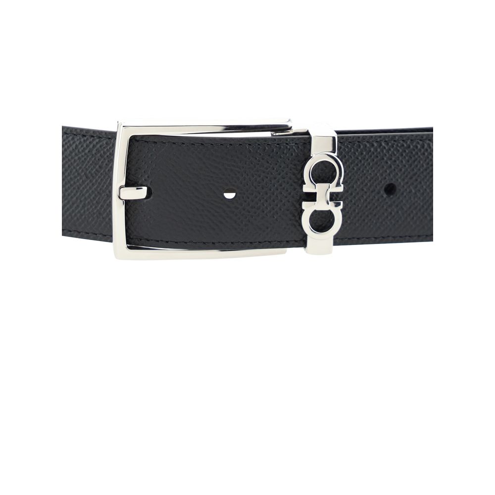 Ferragamo Reversible Full-Grain Calf Leather Belt in Black