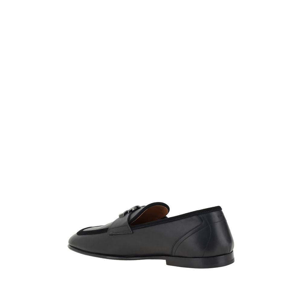 Dolce & Gabbana Calf Leather Slip-On Loafers in Black