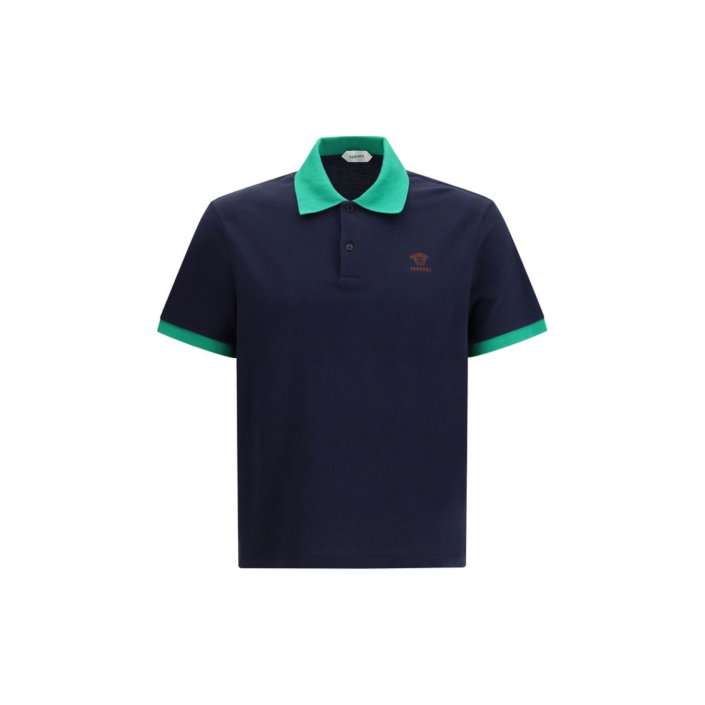 Versace Βαμβακερό Polo σε Μπλε