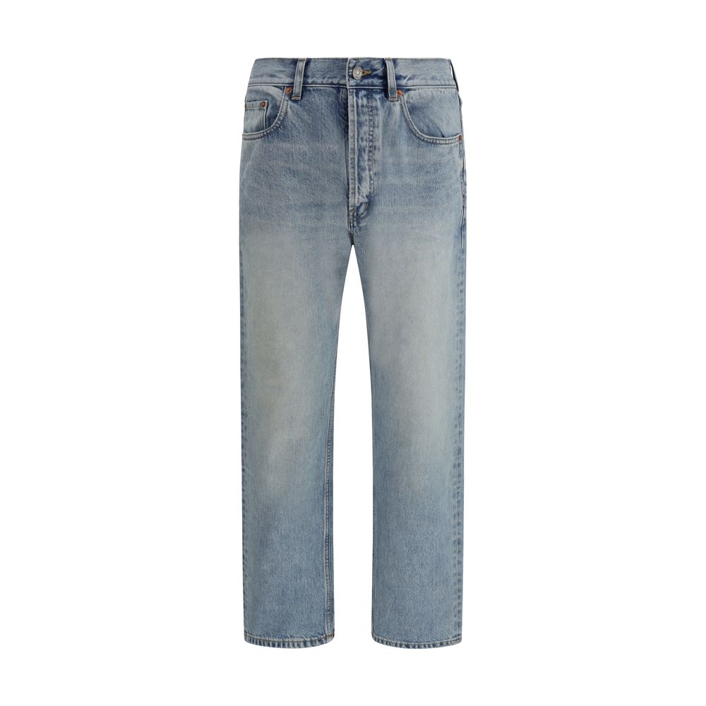Saint Laurent Cotton Straight-Leg Vintage Jeans in Blue