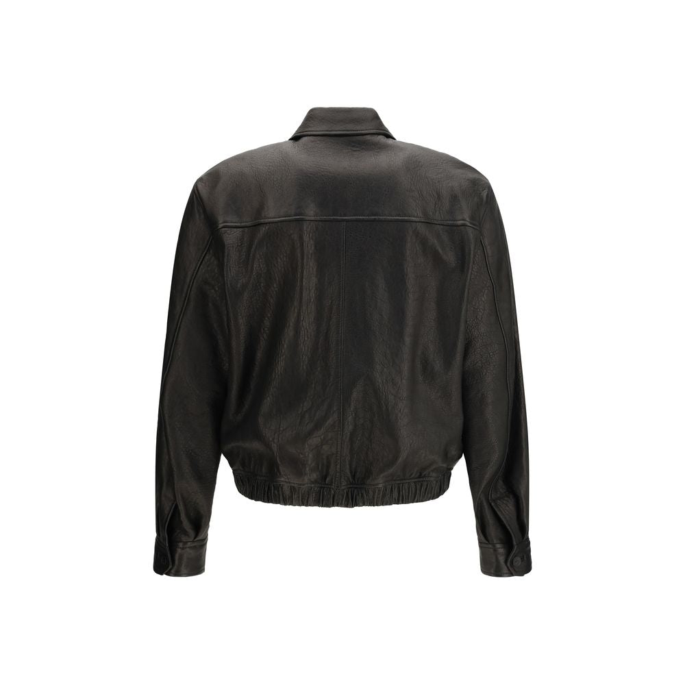 Saint Laurent Jacket από δέρμα αρνιού σε Μαύρο