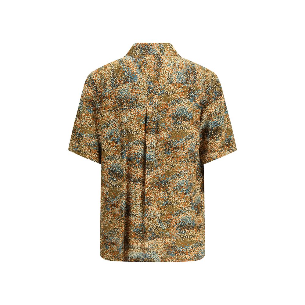 Saint Laurent Viscose Print Short-Sleeve Shirt in Multicolor