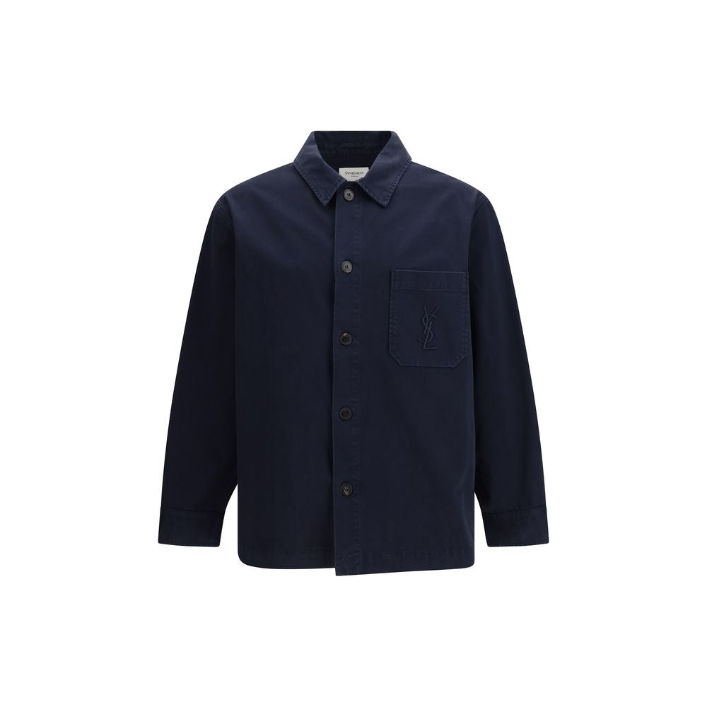 Saint Laurent Cotton Gabardine Overshirt in Blue
