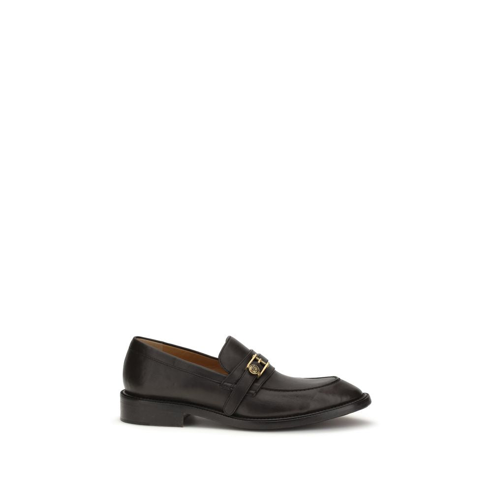 Versace Calf Leather Slip-On Loafers in Black