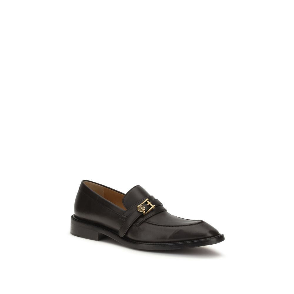 Versace Calf Leather Slip-On Loafers in Black