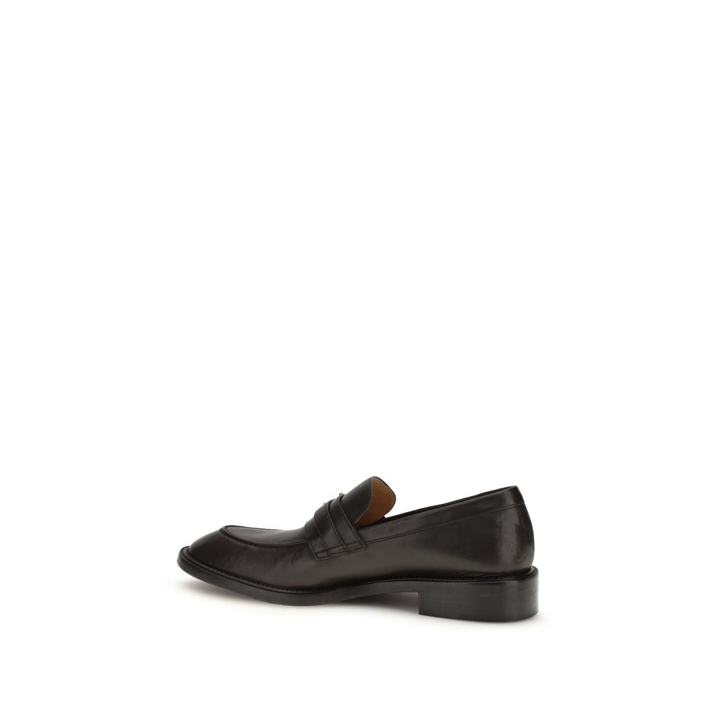 Versace Calf Leather Slip-On Loafers in Black