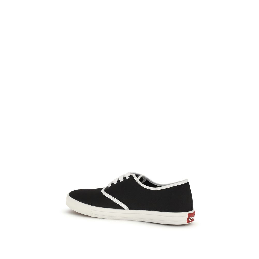 Prada Cotton Drill High-Top Sneakers in Black