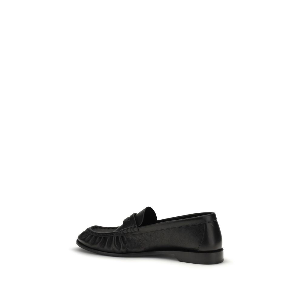 Saint Laurent Calf Leather Slip-On Loafers in Black