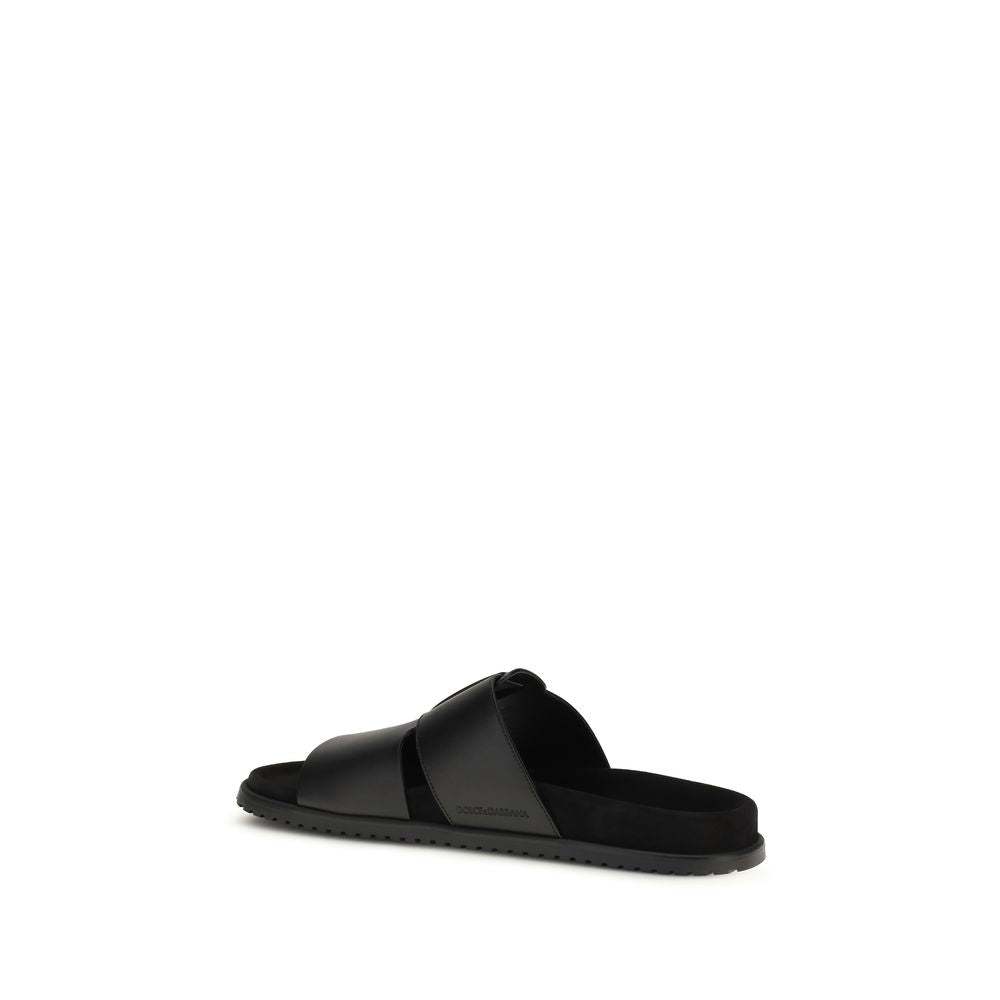 Dolce & Gabbana Calf Leather Sandals in Black