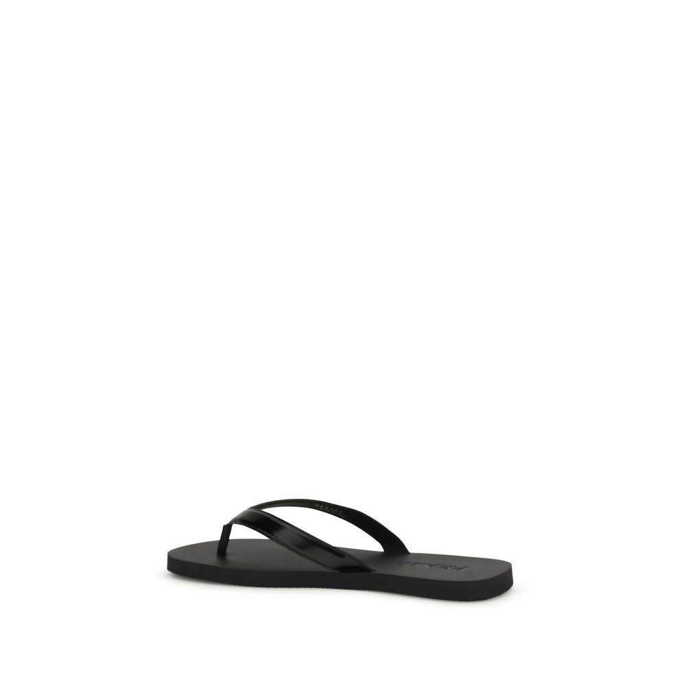 Prada Calf Leather Flip-Flop Sandals in Black