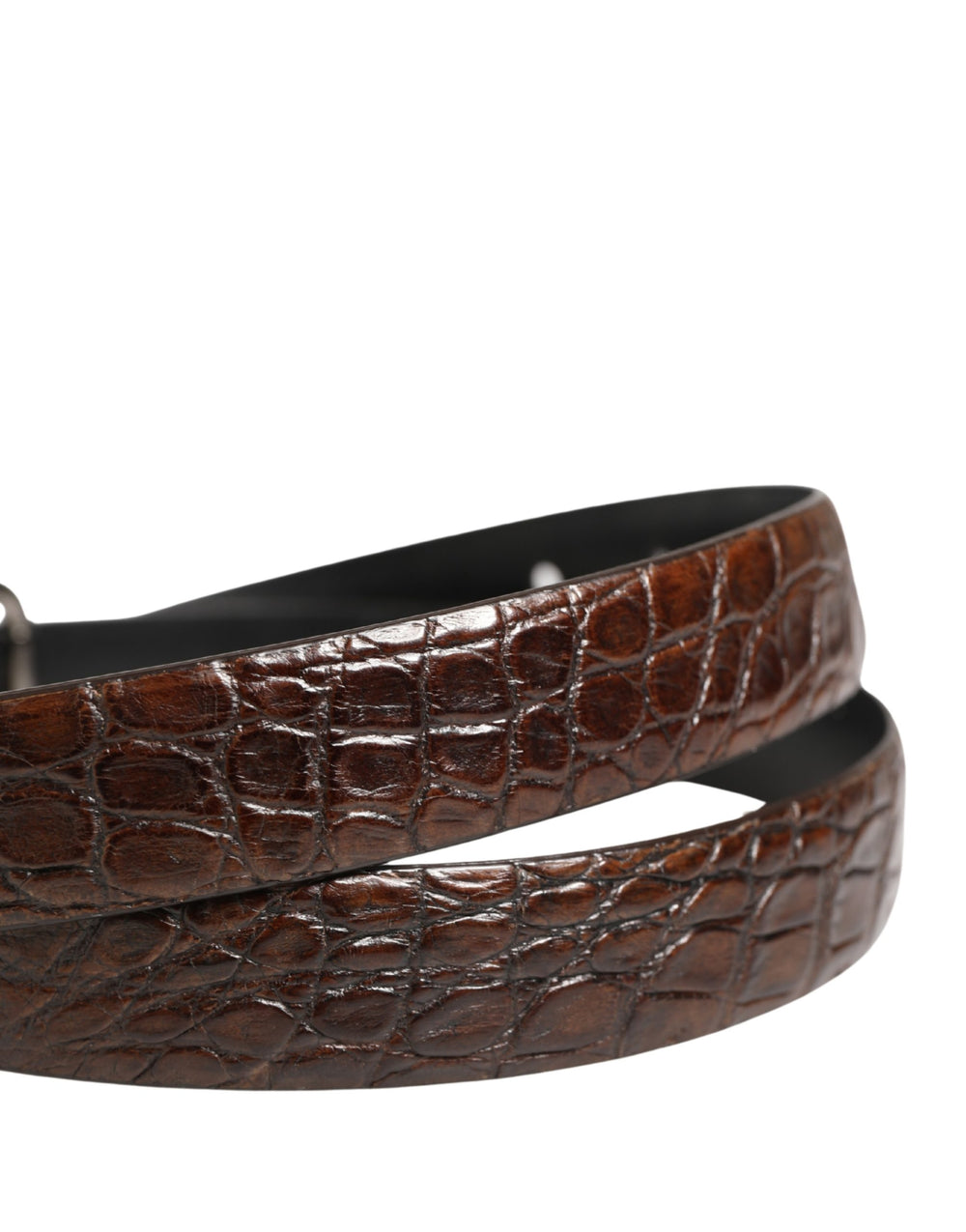 Dolce & Gabbana Caiman Leather Belt in Brown
