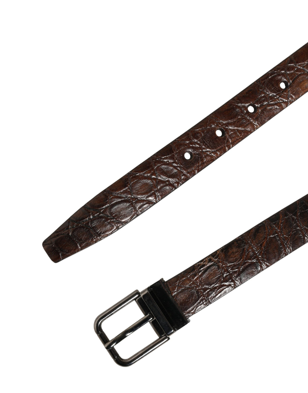Dolce & Gabbana Caiman Leather Belt in Brown