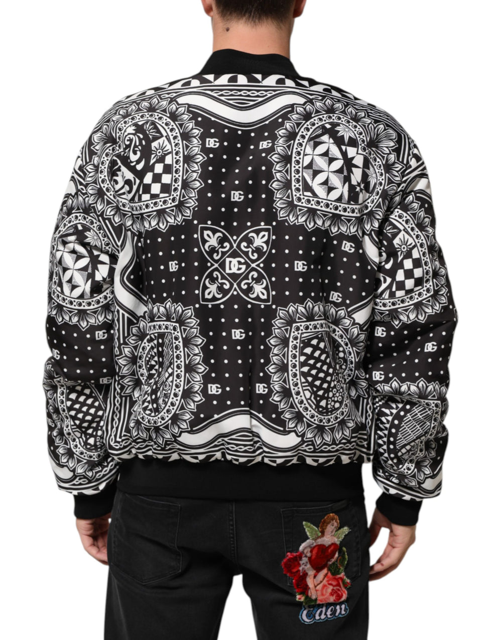 Dolce & Gabbana Bandana-Print Bomber Jacket in Black and White
