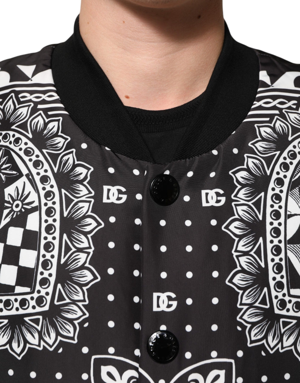 Dolce & Gabbana Bandana-Print Bomber Jacket in Black and White