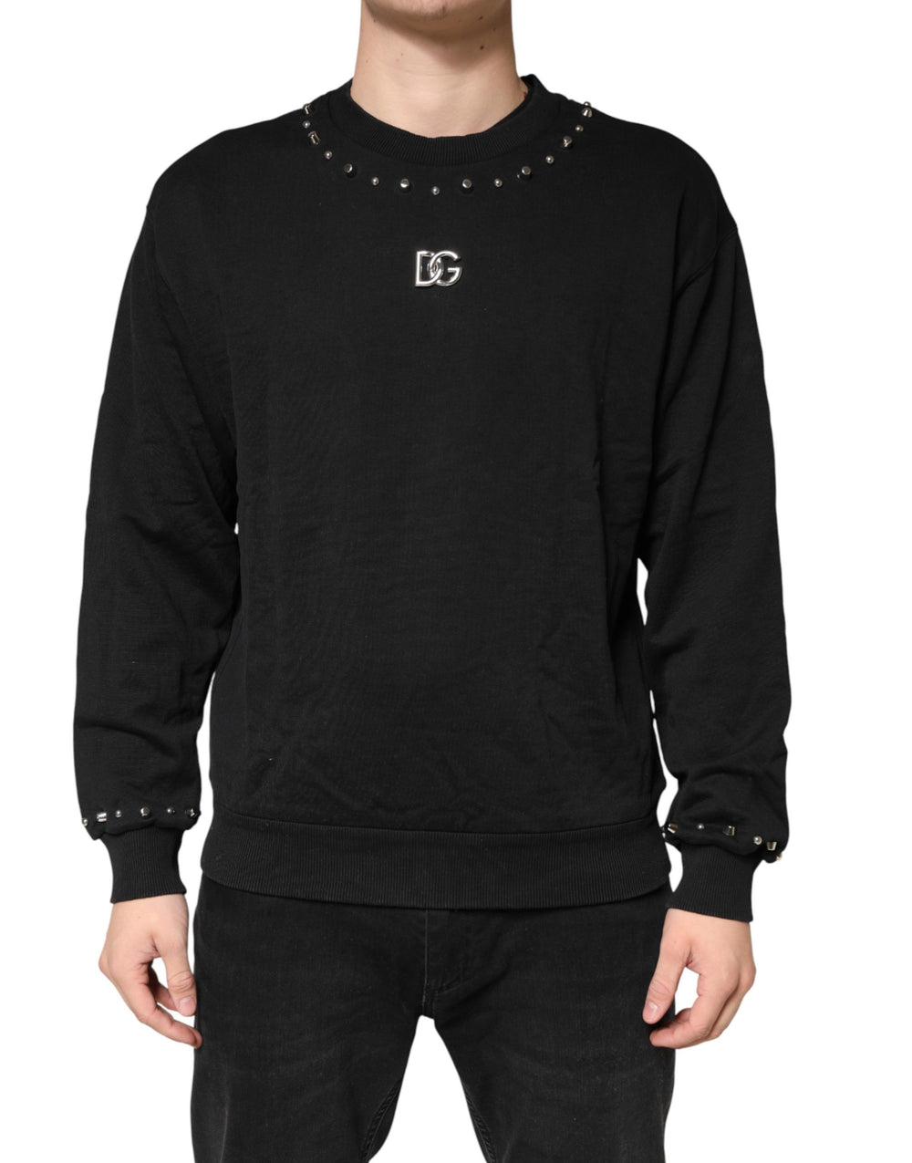 Dolce & Gabbana Embellished Cotton Sweatshirt in Black