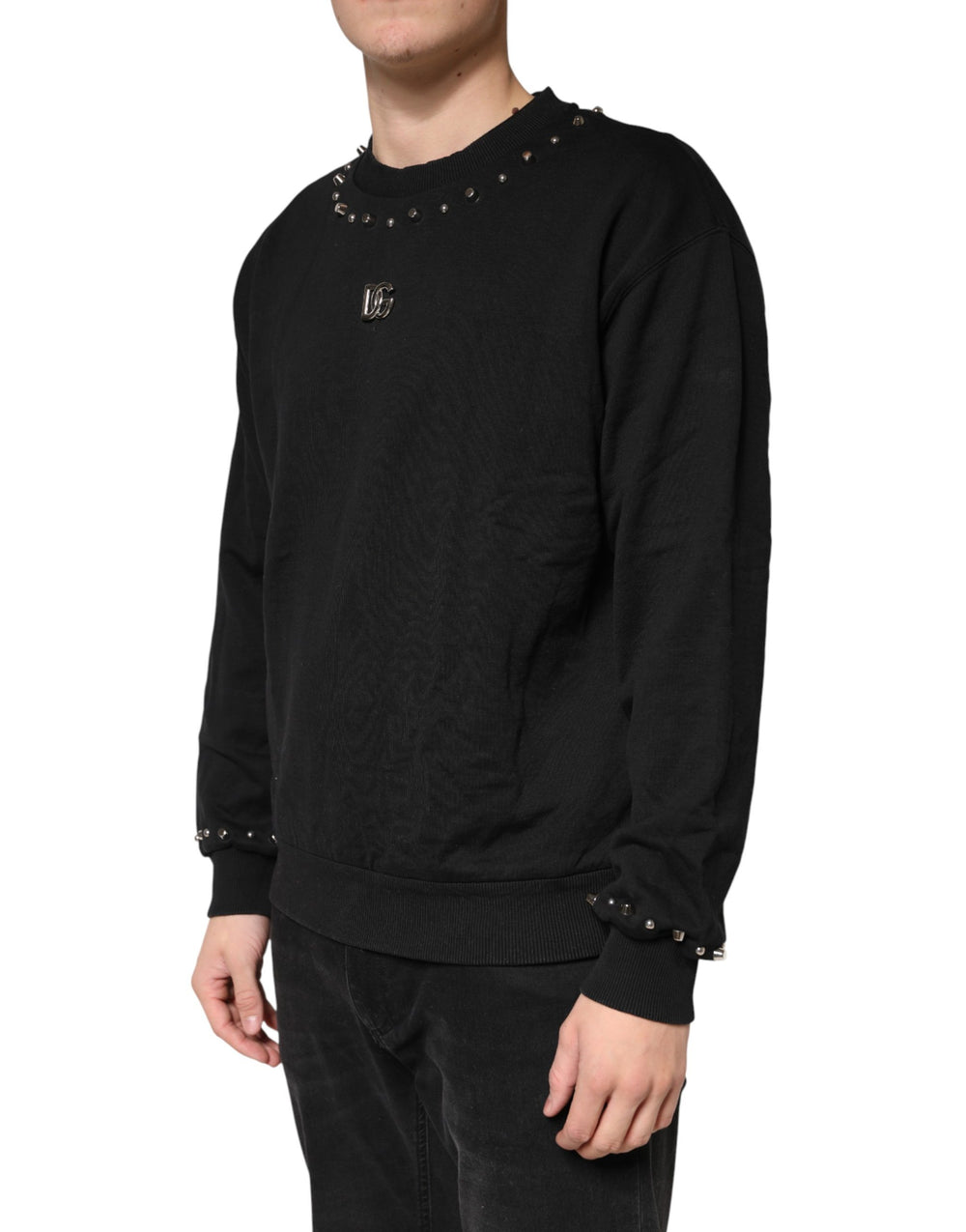 Dolce & Gabbana Embellished Cotton Sweatshirt in Black