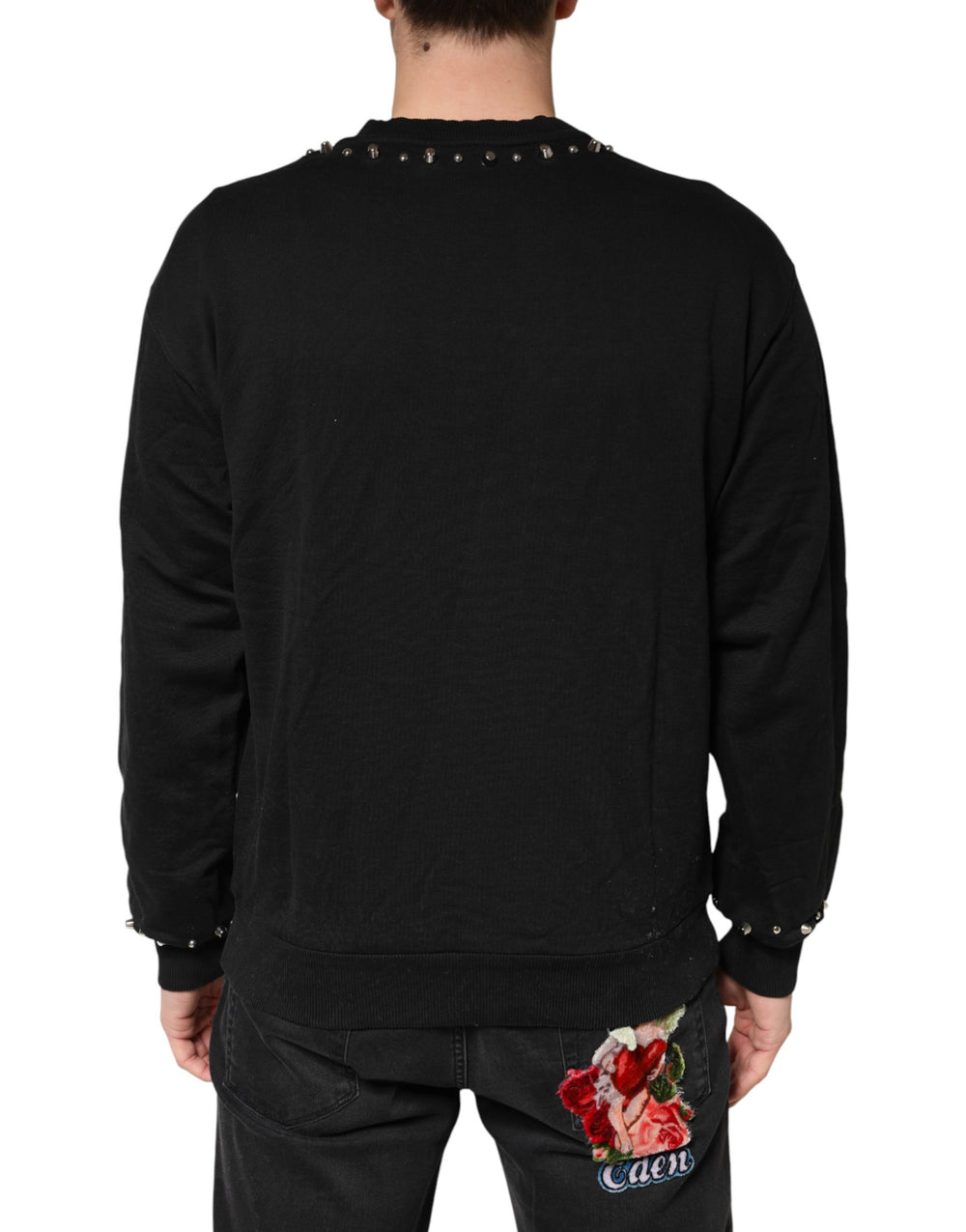 Dolce & Gabbana Embellished Cotton Sweatshirt in Black