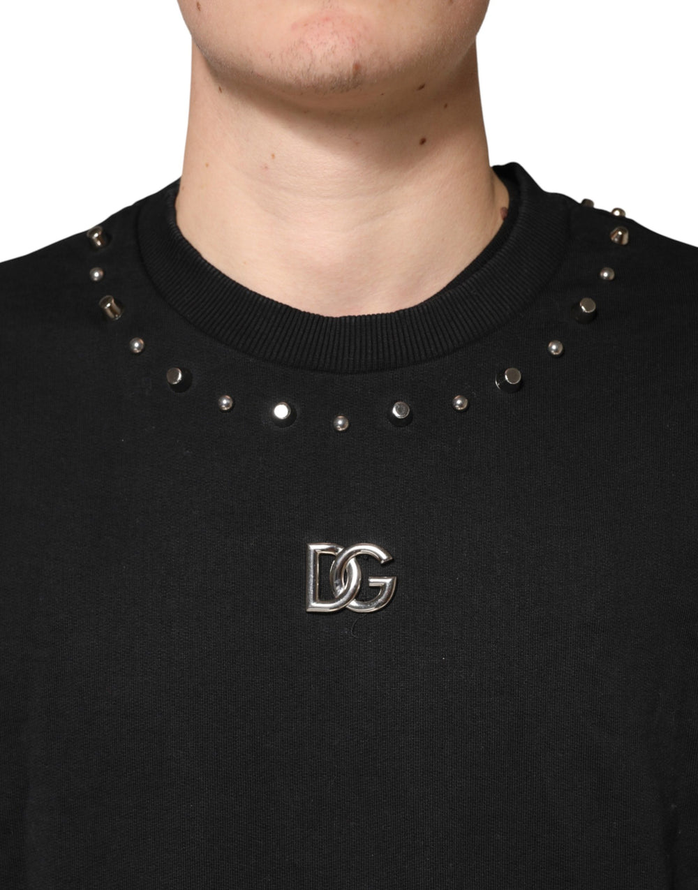 Dolce & Gabbana Embellished Cotton Sweatshirt in Black