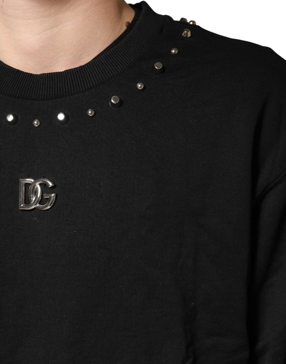 Dolce & Gabbana Embellished Cotton Sweatshirt in Black