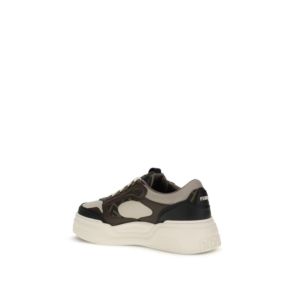 Fendi Calf Leather Chunky Sneakers in Black