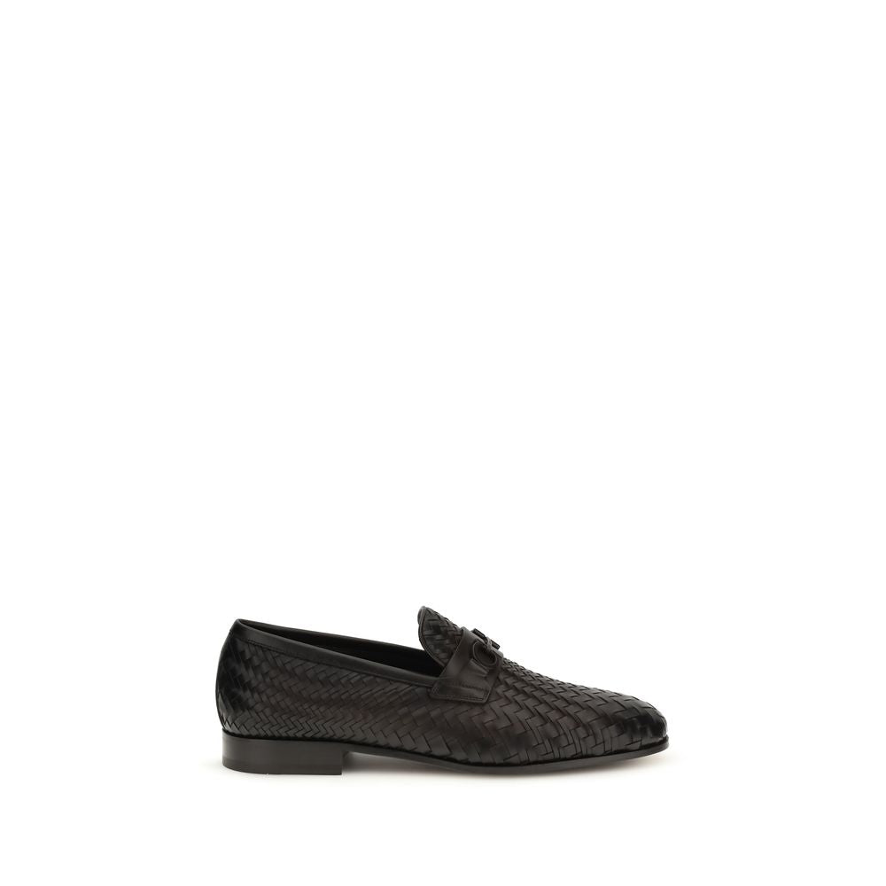 Ferragamo Δερμάτινα Loafers με Gancini Πόρπη σε Καφέ