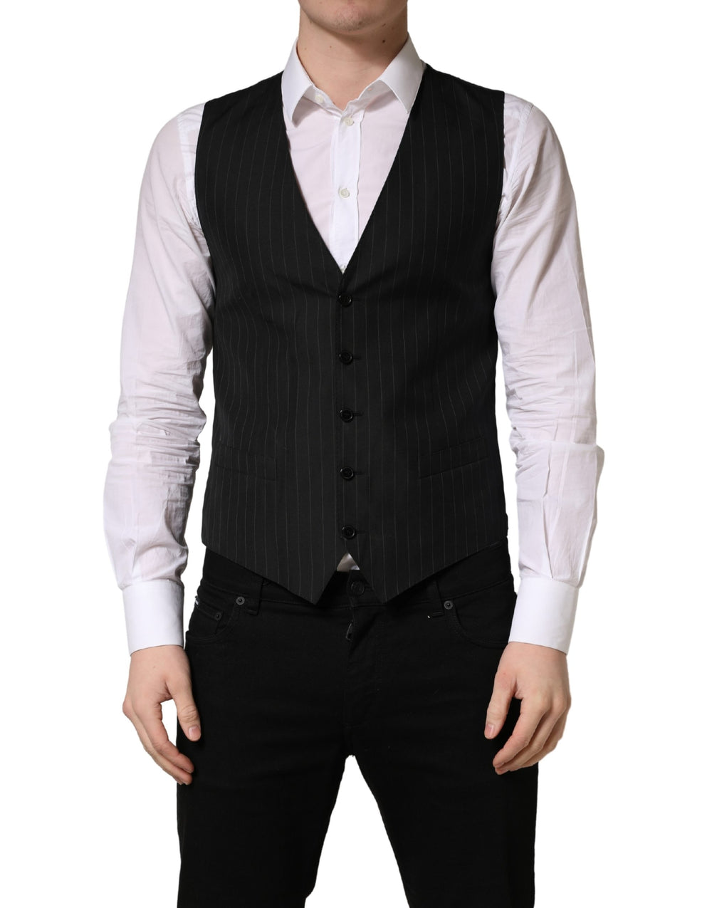 Dolce & Gabbana Virgin Wool and Silk Waistcoat in Black