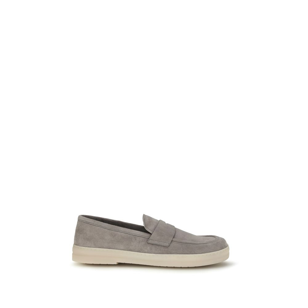 Prada Calf Leather Slip-On Loafers in Gray