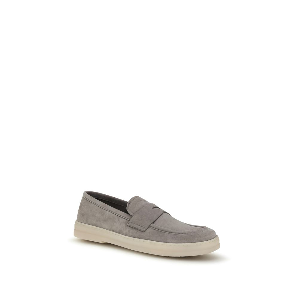 Prada Calf Leather Slip-On Loafers in Gray