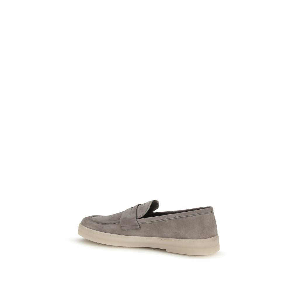 Prada Calf Leather Slip-On Loafers in Gray