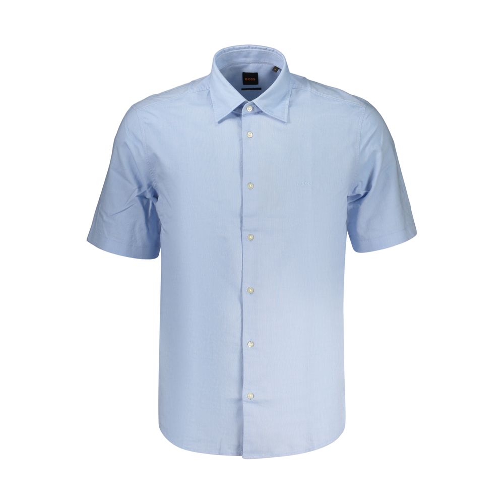 Hugo Boss 100% Cotton Shirt in Blue mens luxury fashion - Mens Edit