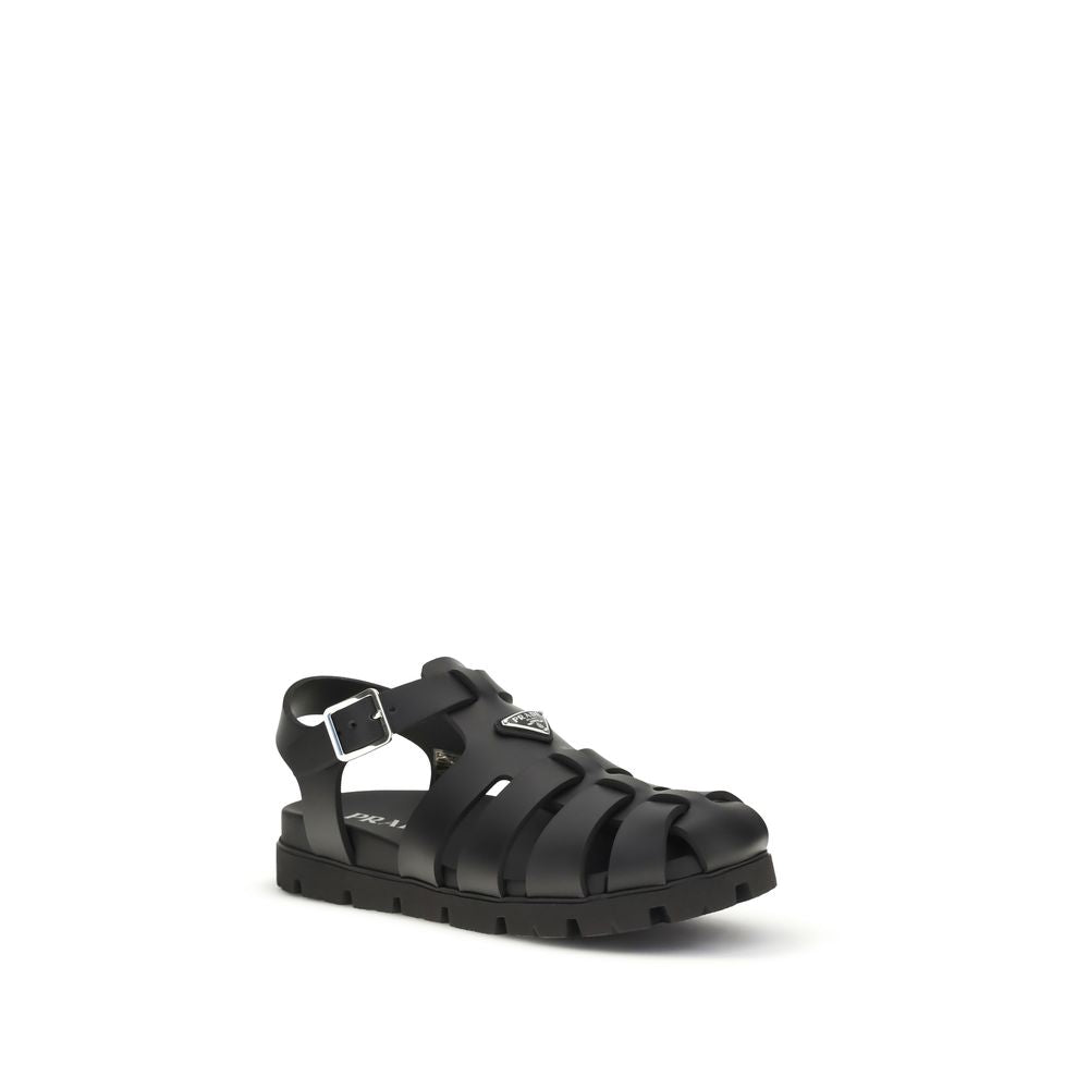 Prada Δερμάτινα Cage Sandals σε Μαύρο
