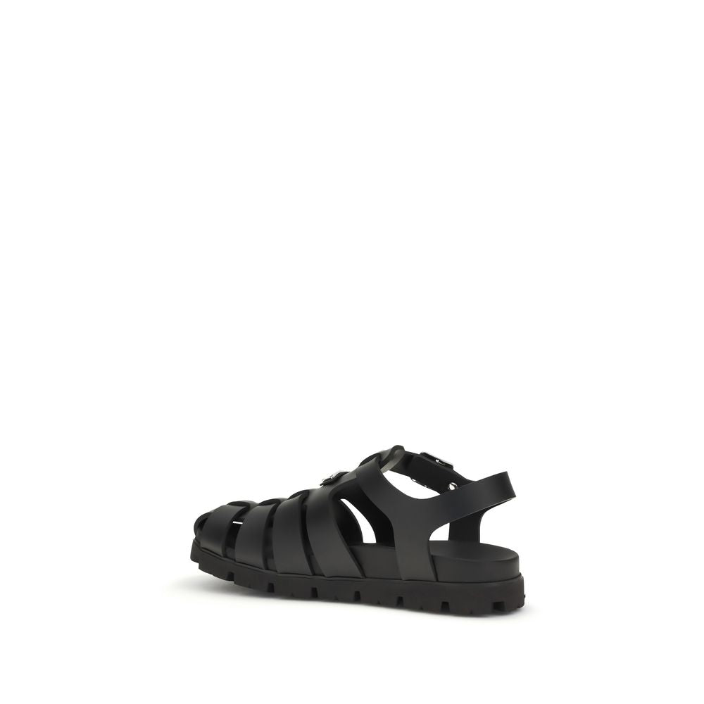 Prada Δερμάτινα Cage Sandals σε Μαύρο