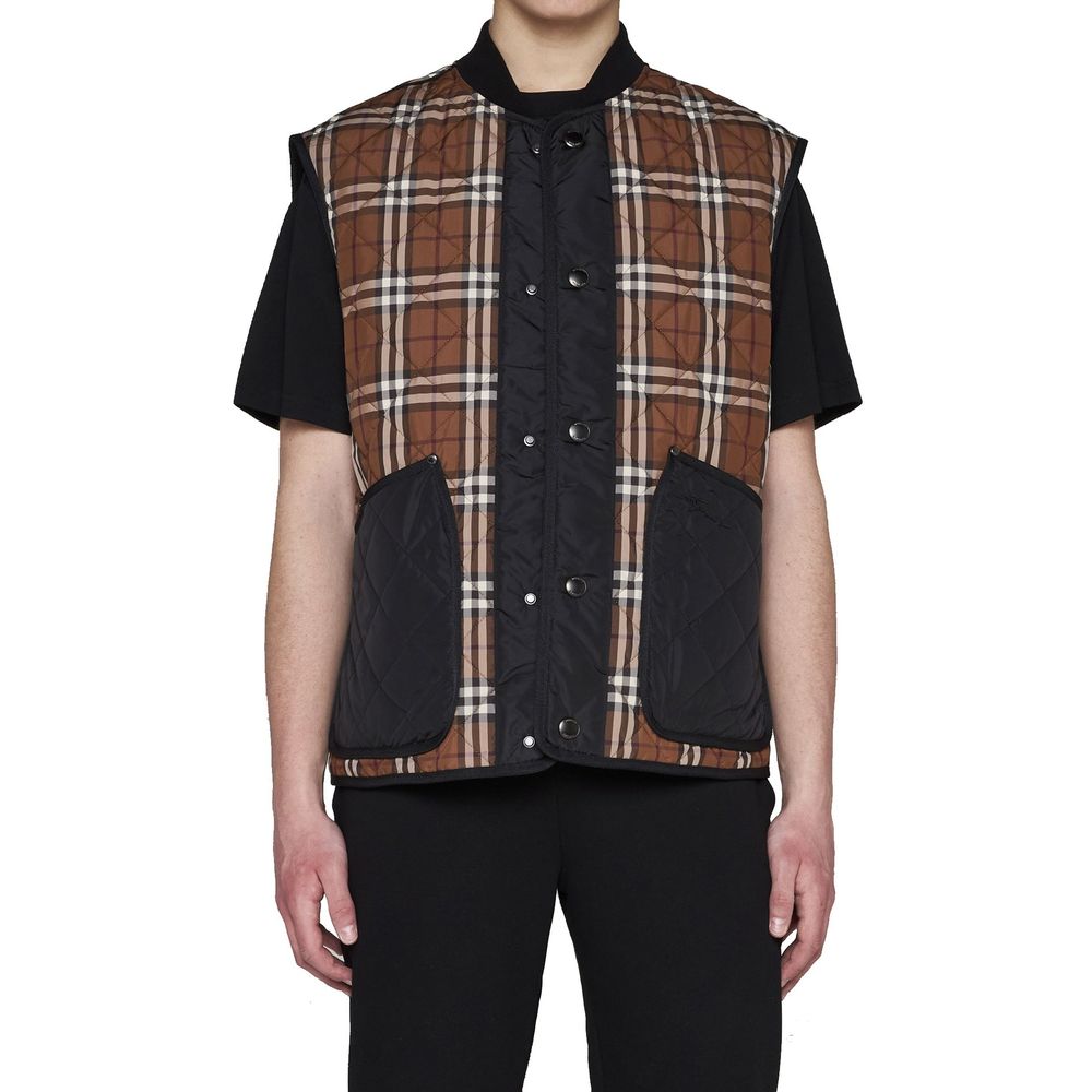 Burberry Vest από Πολυεστέρα σε Καφέ με Archivio Check Μοτίβο