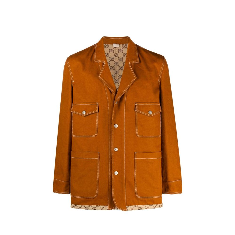Gucci Cotton Overcoat in Brown