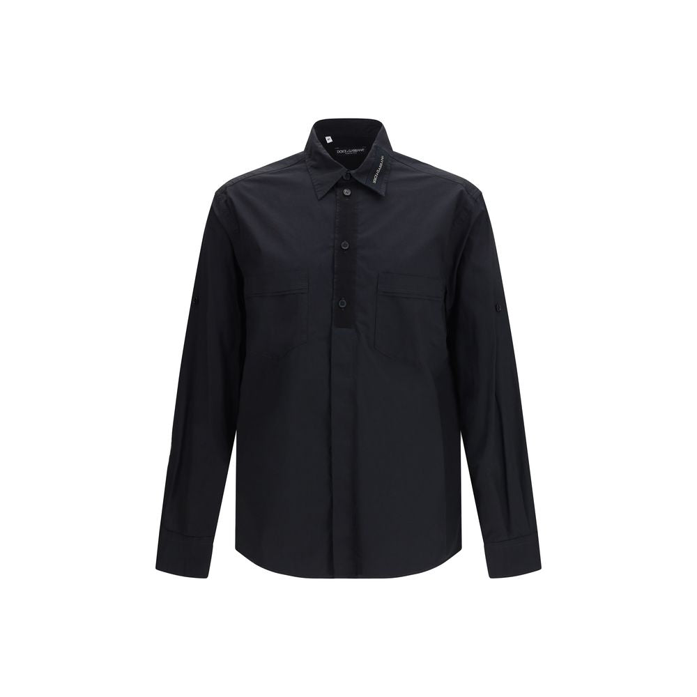 Black Cotton Dress Shirt