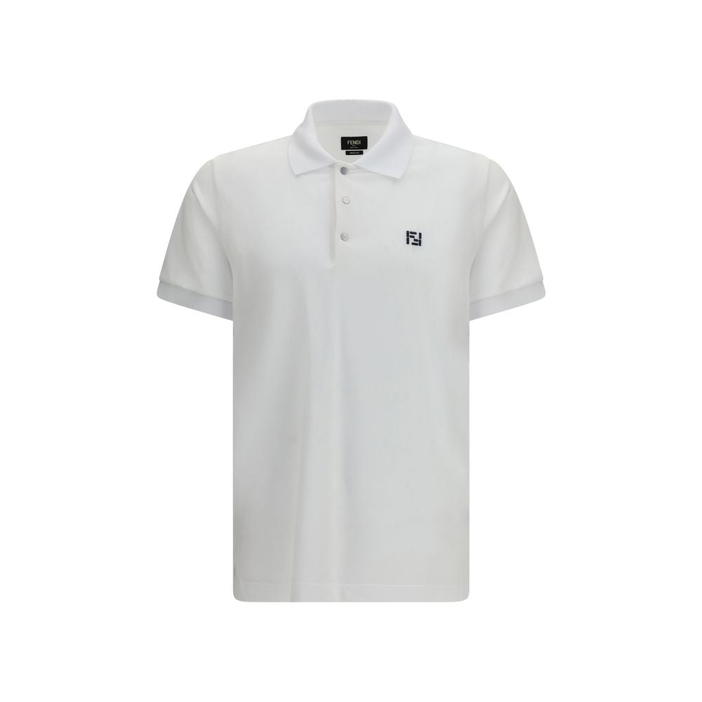Fendi Cotton Piqué Polo Shirt in White