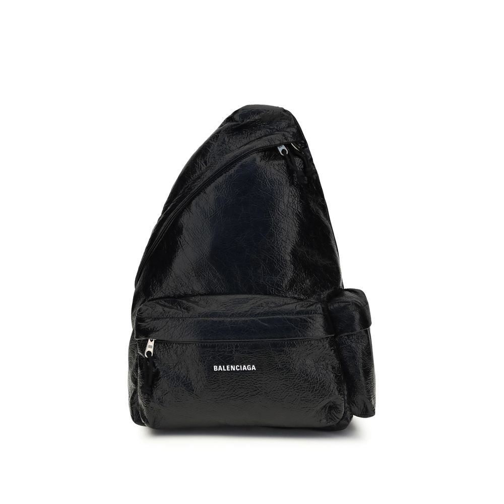 Balenciaga Explorer Asymmetric Nylon Backpack in Black