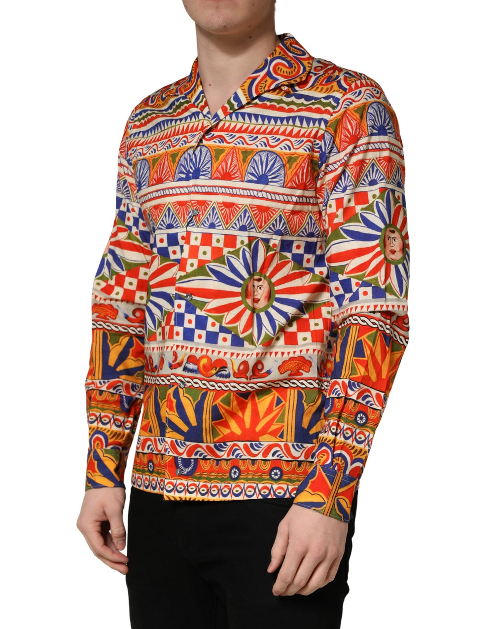 Dolce & Gabbana Sicilian Carretto Cotton Shirt in Multicolor